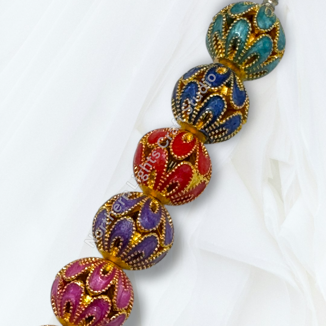 Copper Base Gold Plated Enamel  10mm Beads - 10pc.  Mix