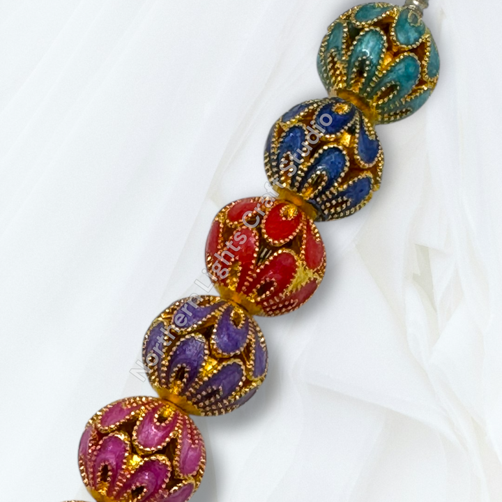 Copper Base Gold Plated Enamel  10mm Beads - 10pc.  Mix