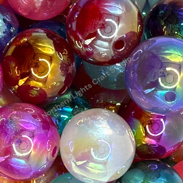 Glitter UV Luminous Galaxy Glitter 20mm Beads -10pc.