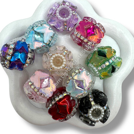 Butterfly and Rhinestone Indian Bead -2pc.
