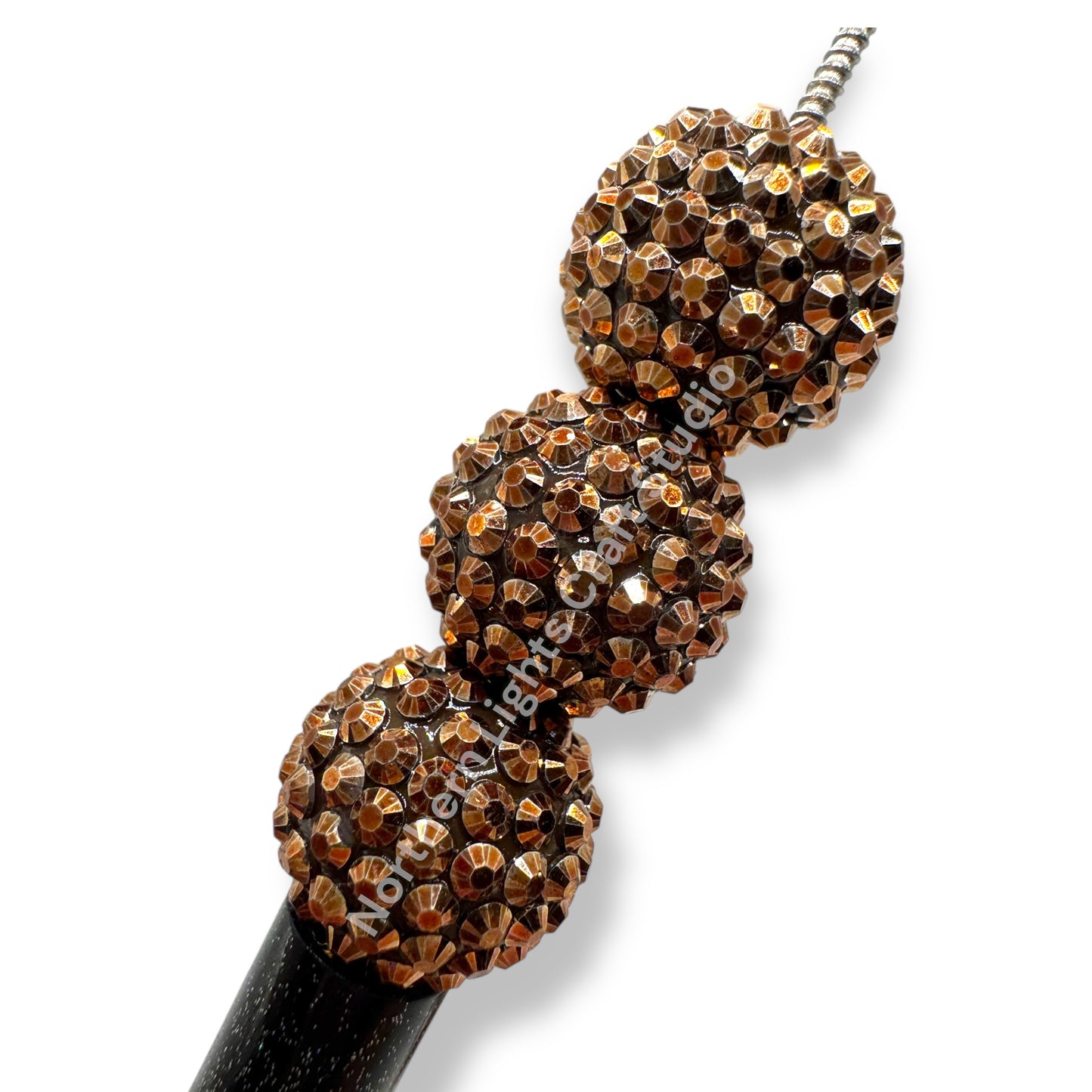 Copper Color Acrylic Rhinestone Bubblegum Beads - 10pc.