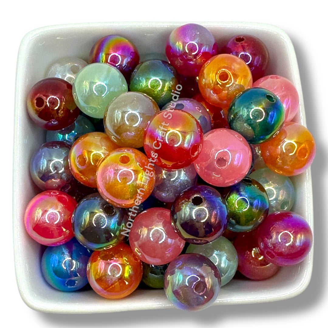 Glitter UV Luminous Galaxy Glitter 20mm Beads -10pc.