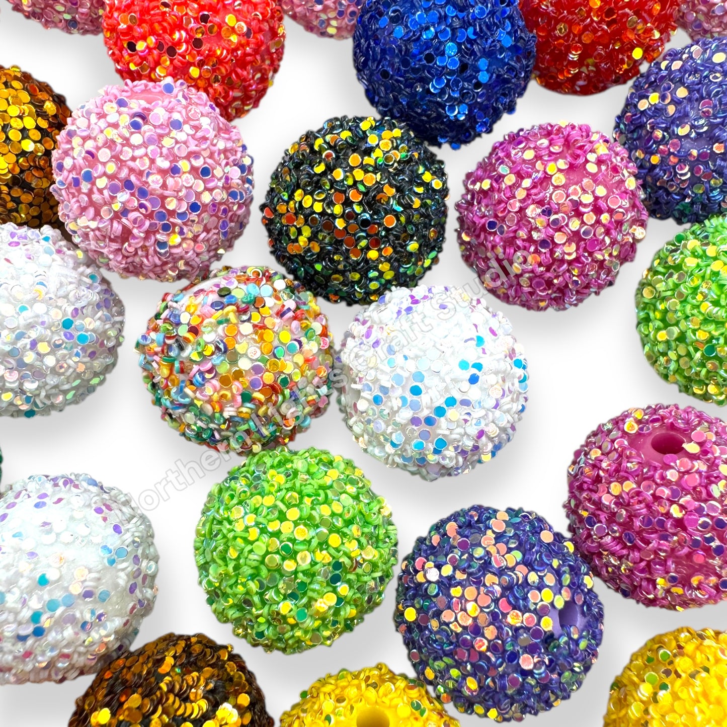 Glitter Confetti Bead 10pc. Mix - 20mm