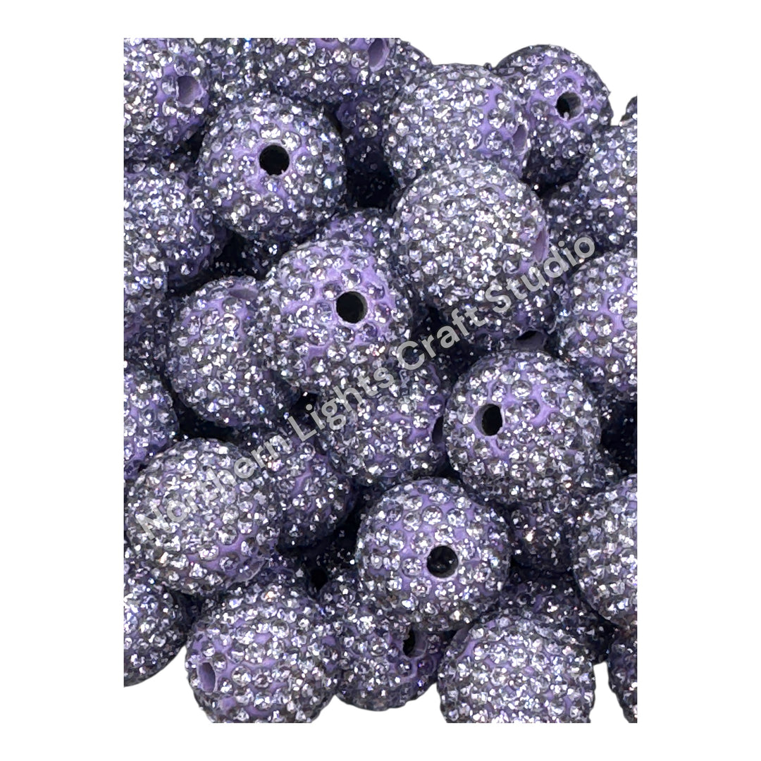 Light Purple Rhinestone Clay Base Beads-16mm - 10pc.