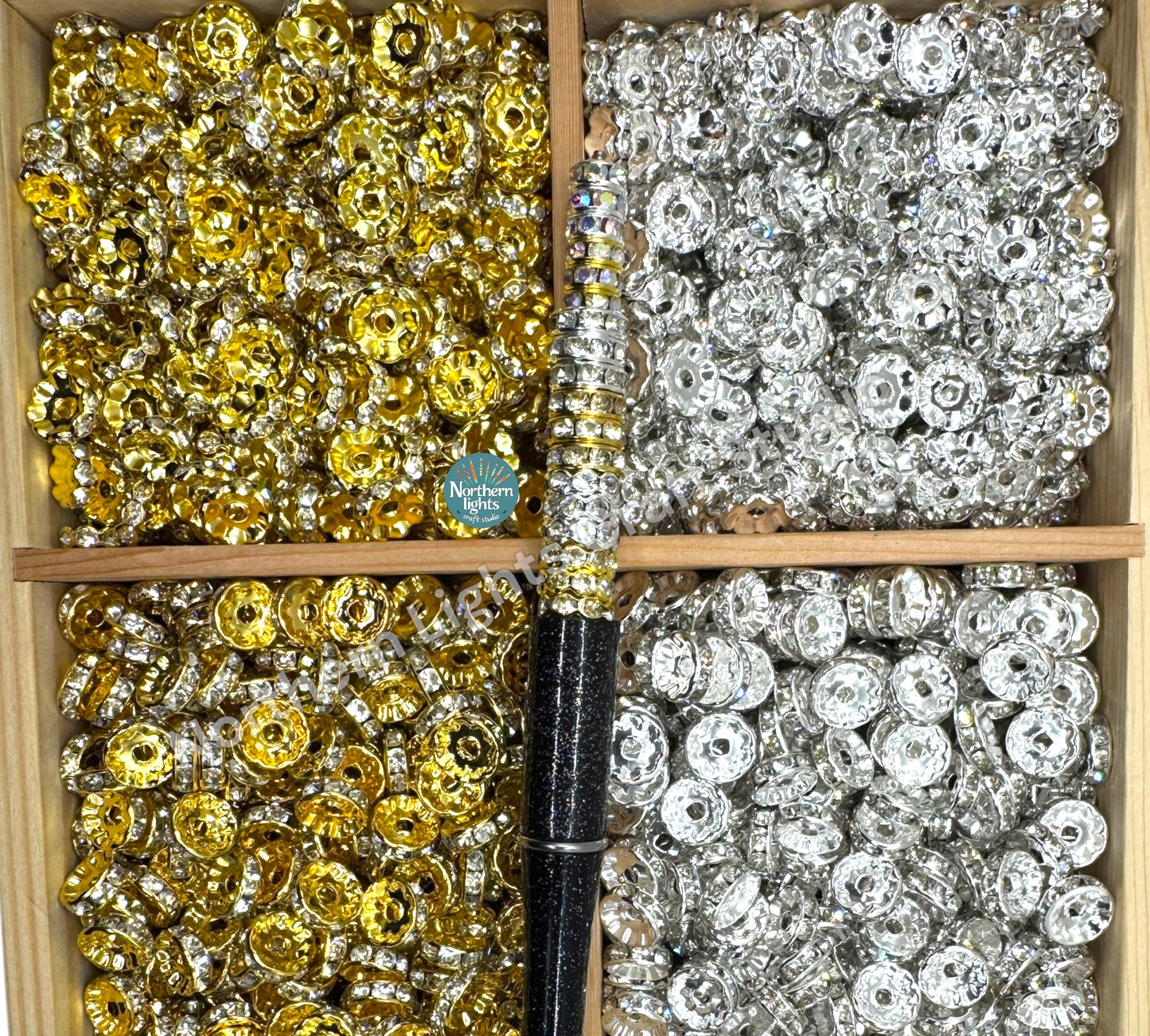 Metal Rhinestone Spacers 8, 10, or 12mm - 30 pcs.