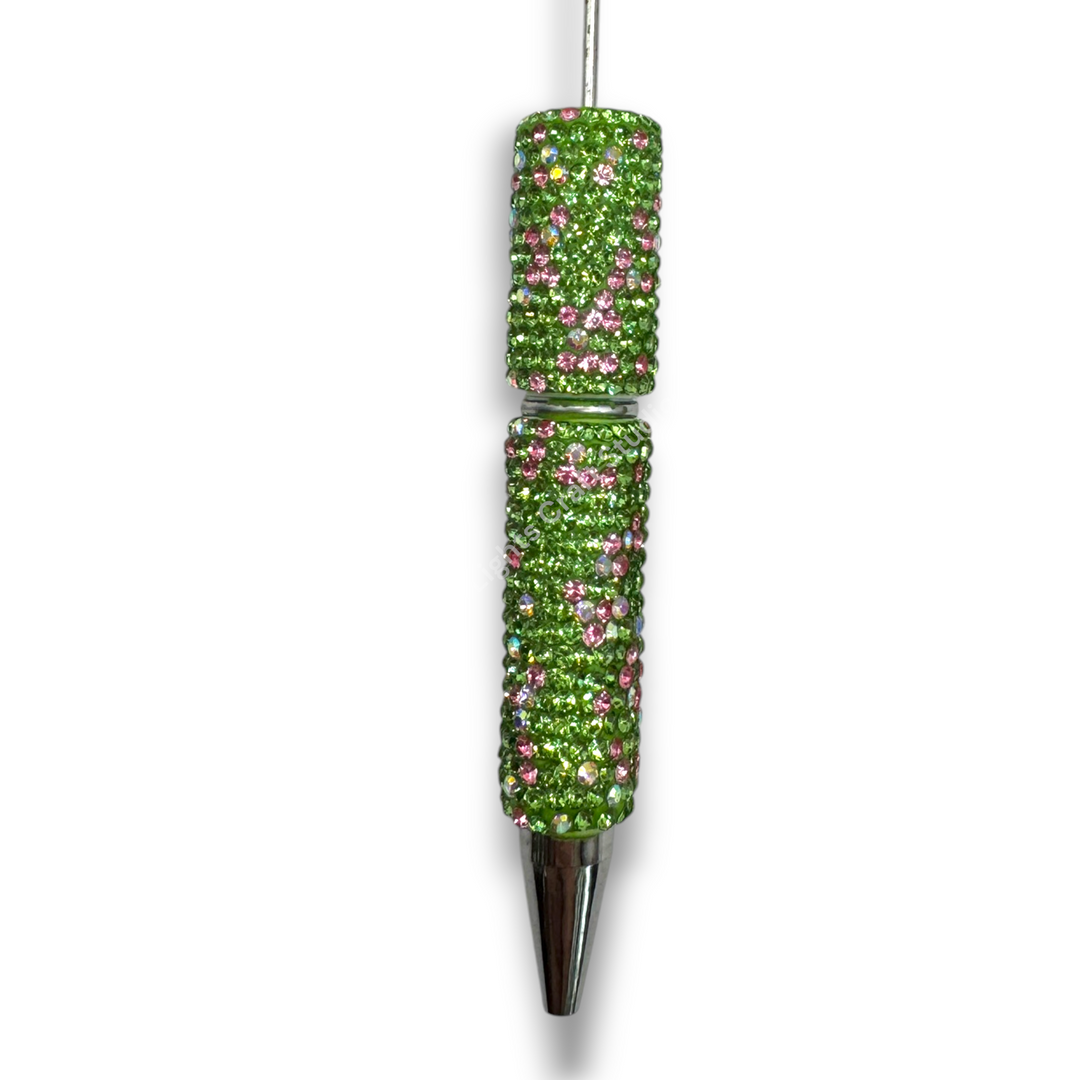 Pink and Green Theme Rhinestone Beadable Pens - 1pc.