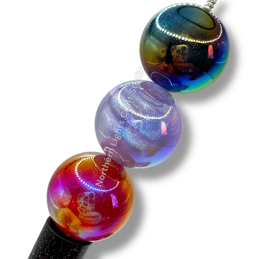 Glitter UV Luminous Galaxy Glitter 20mm Beads -10pc.