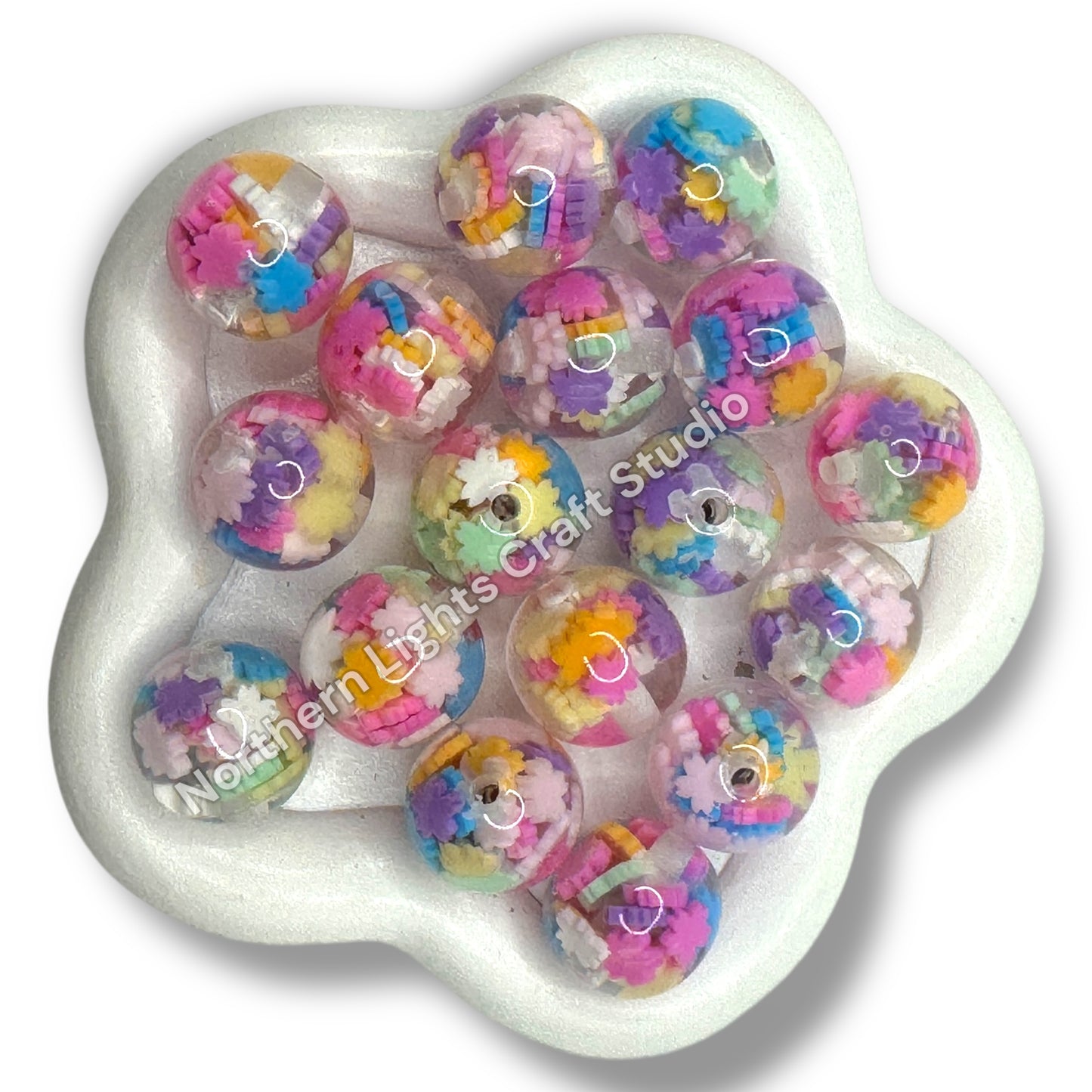 Candy Flower Confetti  16mm Resin Beads - 10pc.