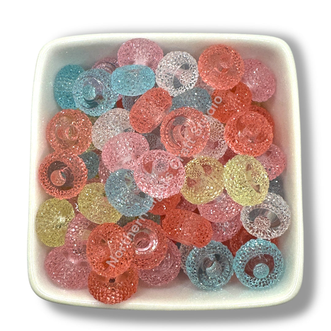 Textured Acrylic Jelly Rondelle Spacer 10pc. - 16mm