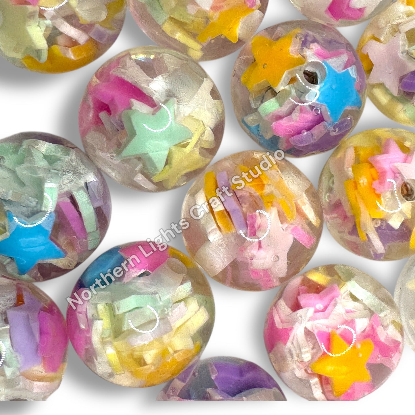 Star Candy Confetti  16mm Resin Beads - 10pc.