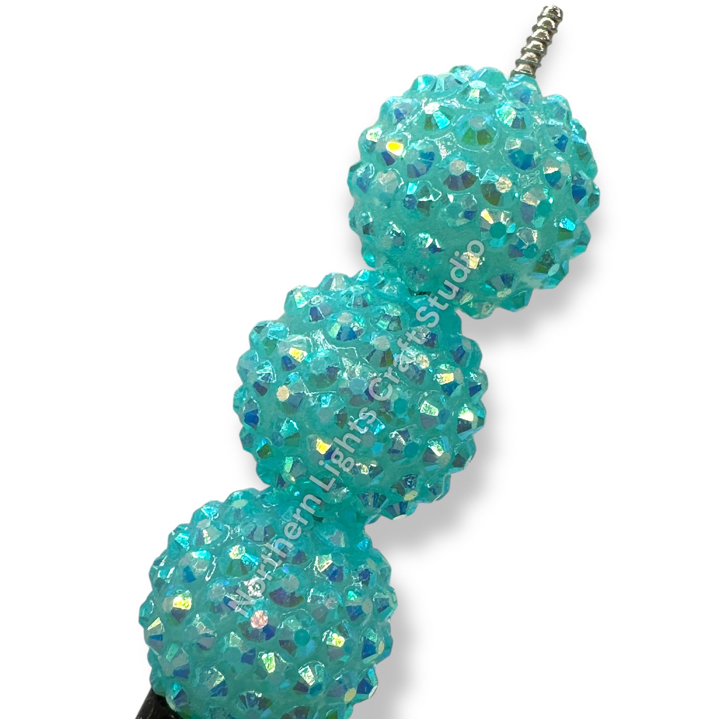 Teal AB Acrylic 20mm Rhinestone Bubblegum Beads - 10pc.