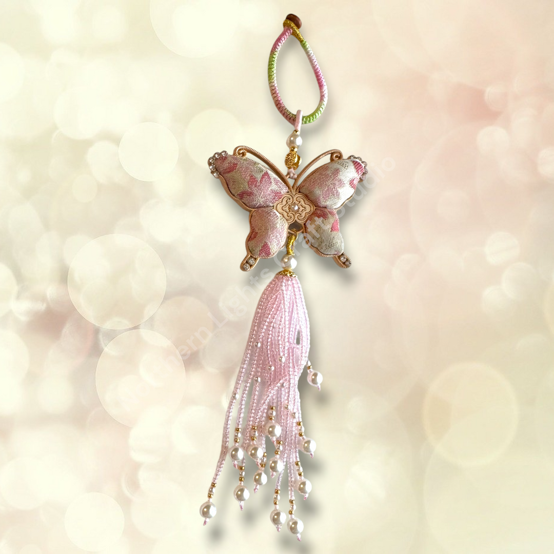 Song Brocade Short Butterfly Keychain / Decorative Hanging Charm