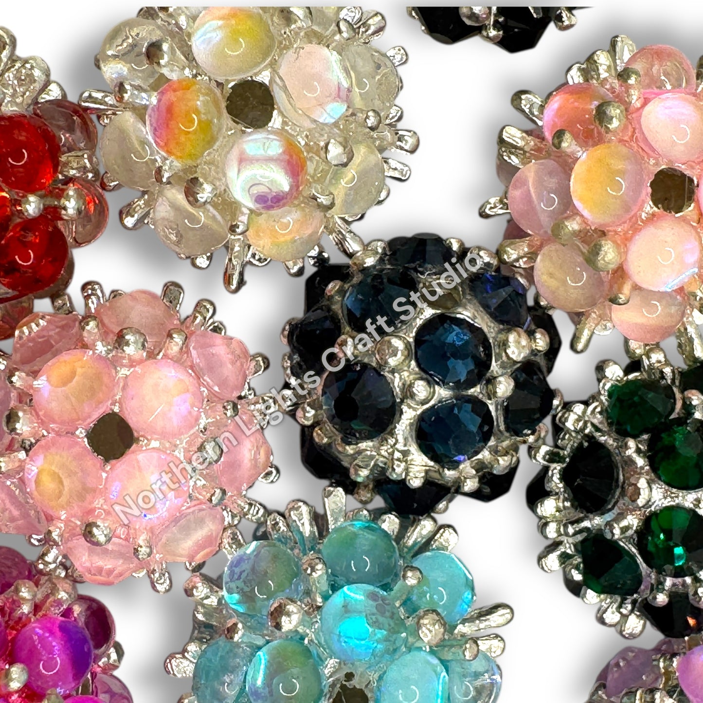 Metal Alloy Crystal Bubble Beads 18-20mm - 10pc.