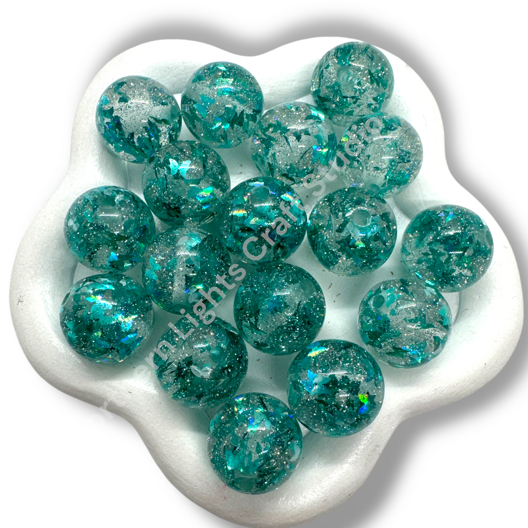 Glitter Foil Teal Butterfly Beads 16mm - 20pc.