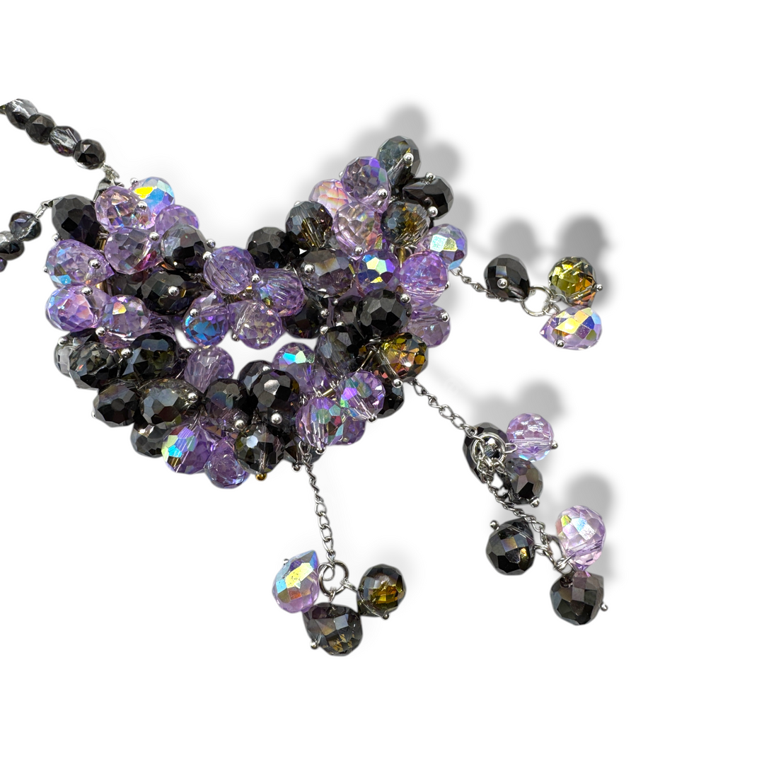Black and Purple Crystal Moon Suncatcher / Moon Car Charm