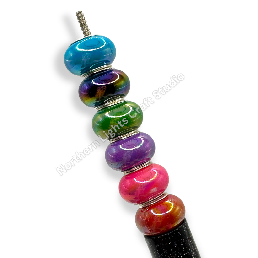 UV Shiny Spacer Wheel Beads / Large Hole Acrylic Spacer Bead Mix - 25pc.