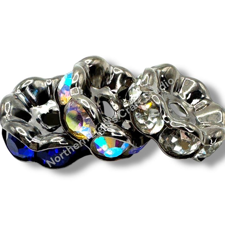 20mm Metal Rhinestone Wavy Spacers