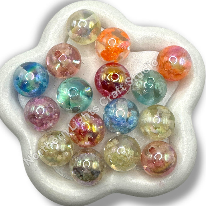Glitter Cloud UV Coated Premium Resin Luminous 16mm Beads