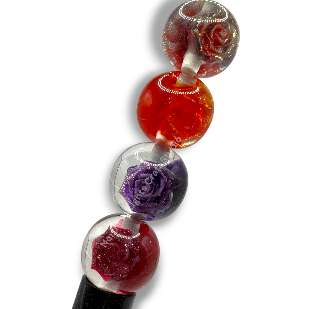 Glitter Rose Luxury Resin 16mm Beads - 20pc. - Choose Color