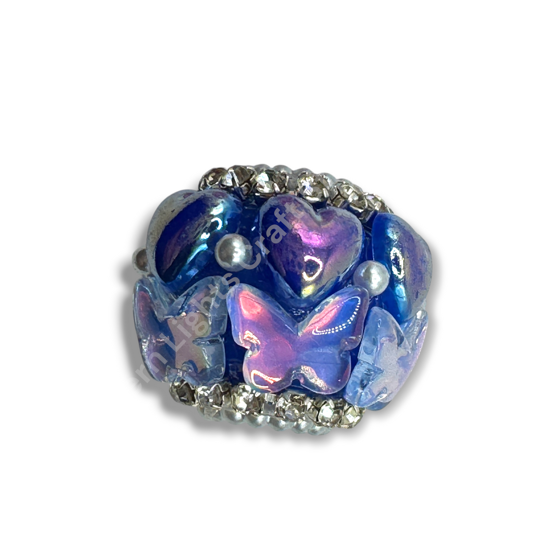 Butterfly Shiny Heart Fancy Bead -3pc.