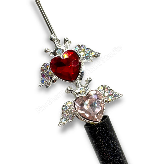 Metal Alloy Winged Heart Crown Bead - 1pc.