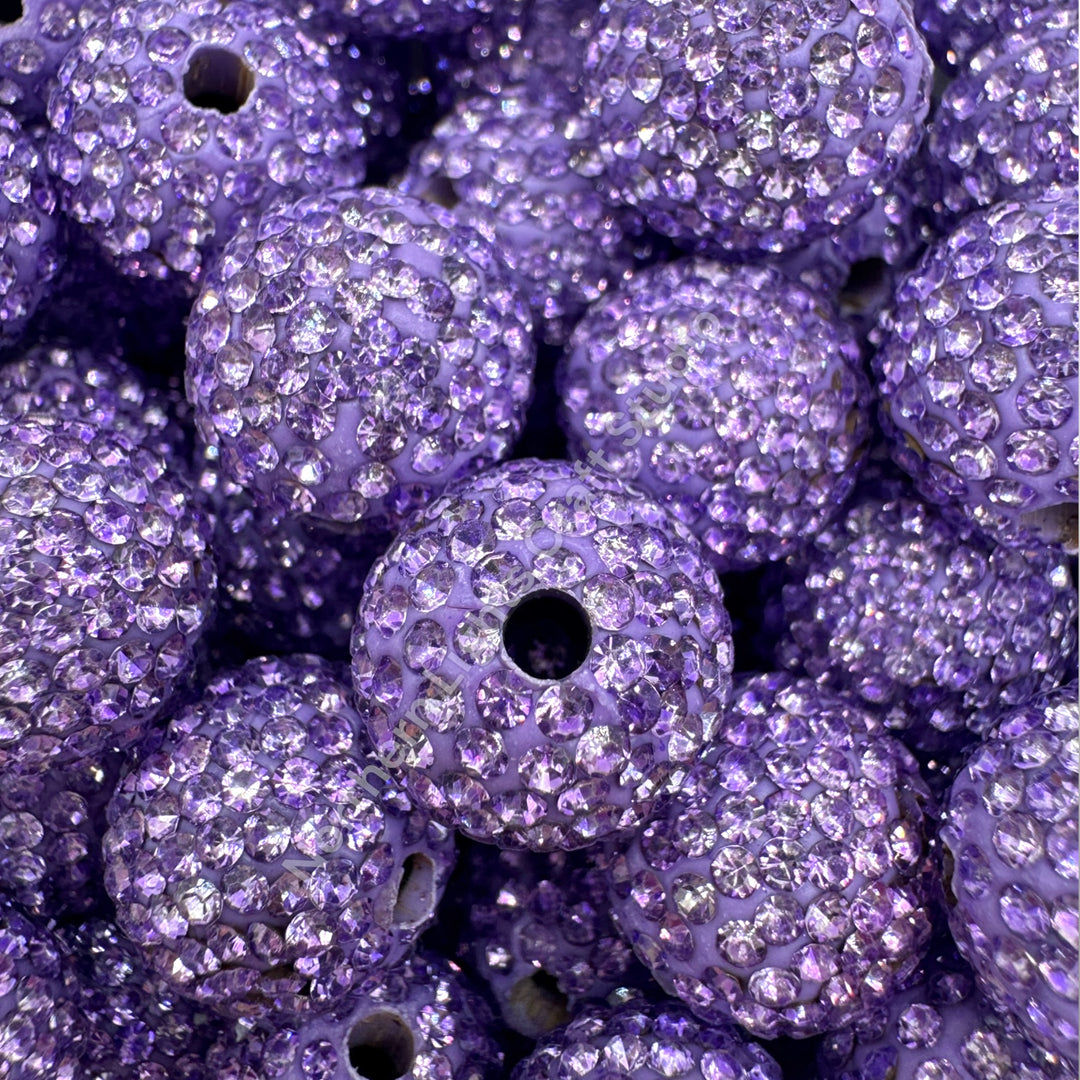 Lilac Rhinestone Clay Base Beads-16mm - 10pc.