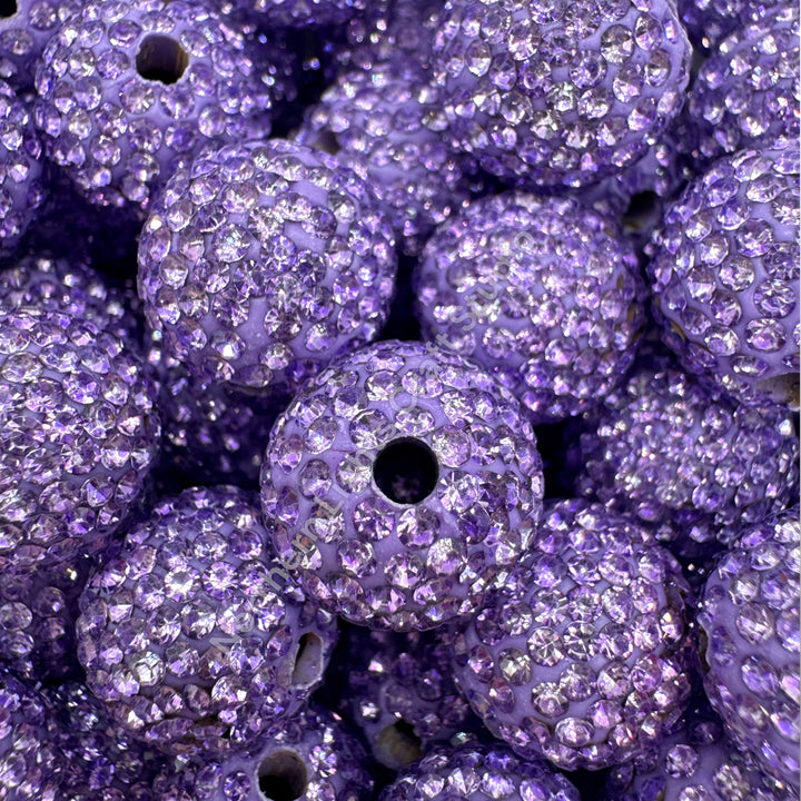 Lilac Rhinestone Clay Base Beads-16mm - 10pc.