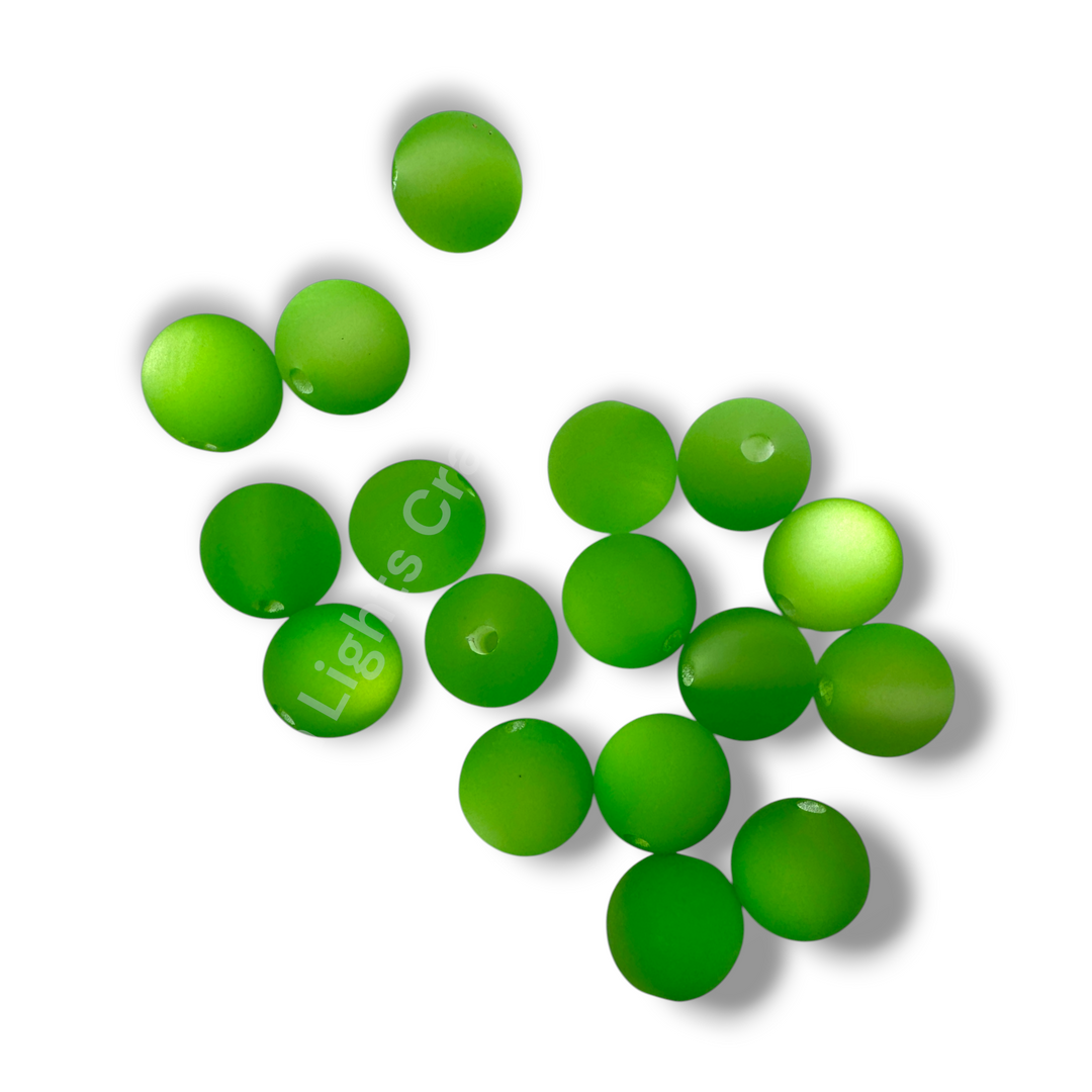 Frosted Light Green Cat Eye 16mm Beads -20pc.
