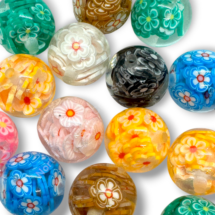 Flower Slice Colorful Premium Confetti 16mm Resin Beads - 10pc.