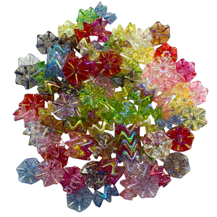 UV Clear Colorful  Premium 16mm Acrylic Zig Zag Spacer Mix - 50 pcs.