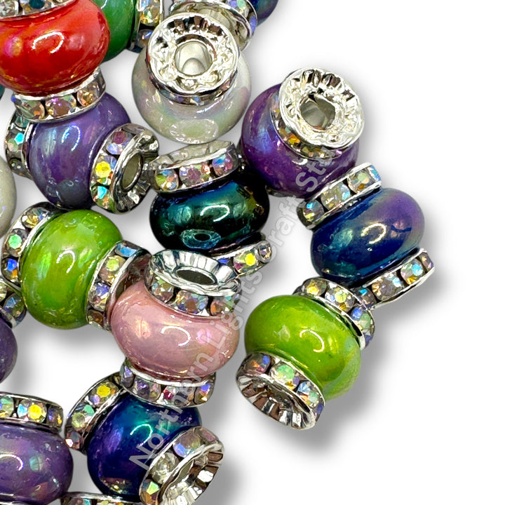 UV Shiny Bling Rhinestone and Acrylic Spacer Bead Mix - 25pc.