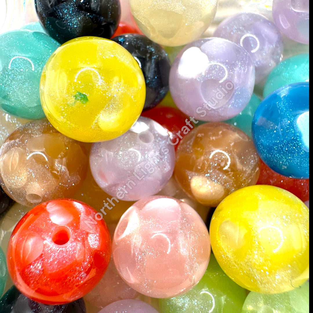 16mm Glitter Heart  Bead - 20 pcs.