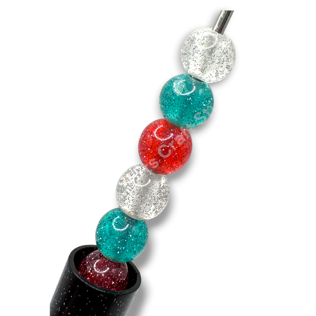 Glitter Dust Christmas 8mm Resin Bead Mix - 50 Pcs.