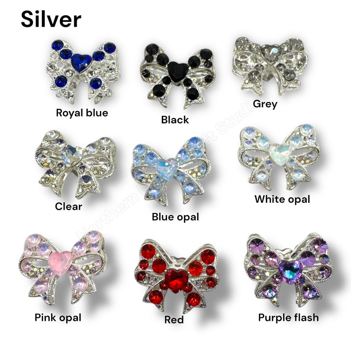Metal Alloy Bow with Heart Knot - 1pc.