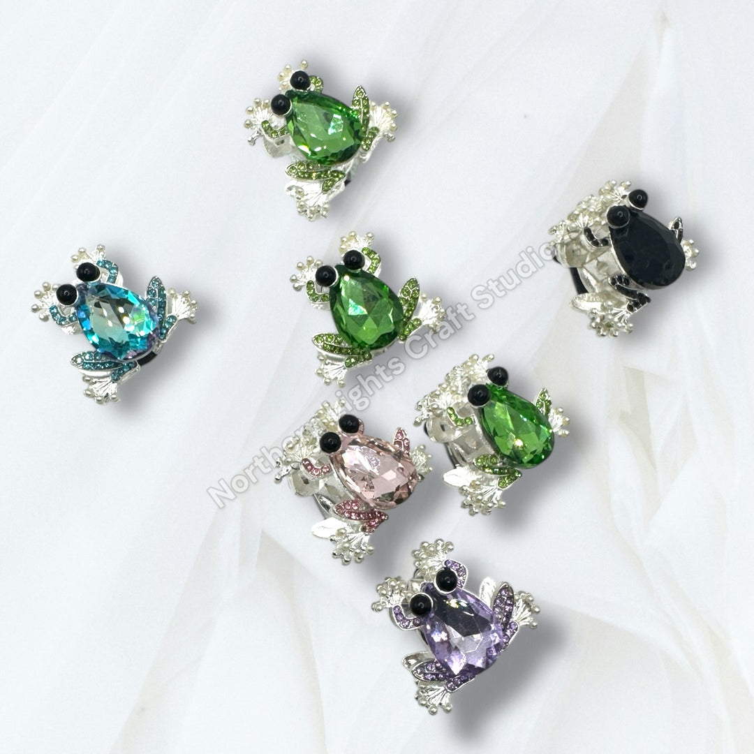Metal Alloy Crystal Frog Bead