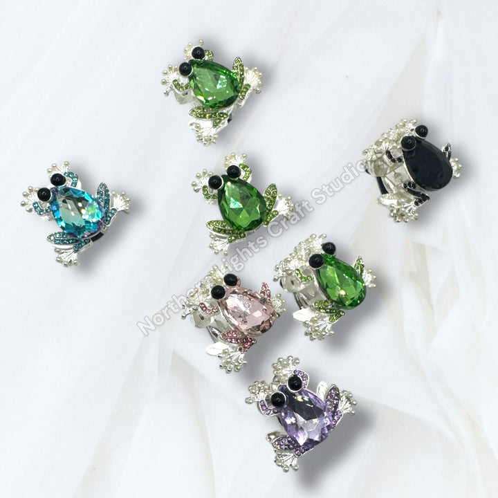 Metal Alloy Crystal Frog Bead