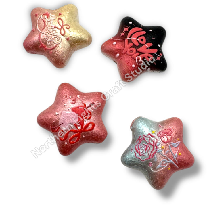 Puffy Star Valentine Theme 20mm Acrylic Beads - 10pc.