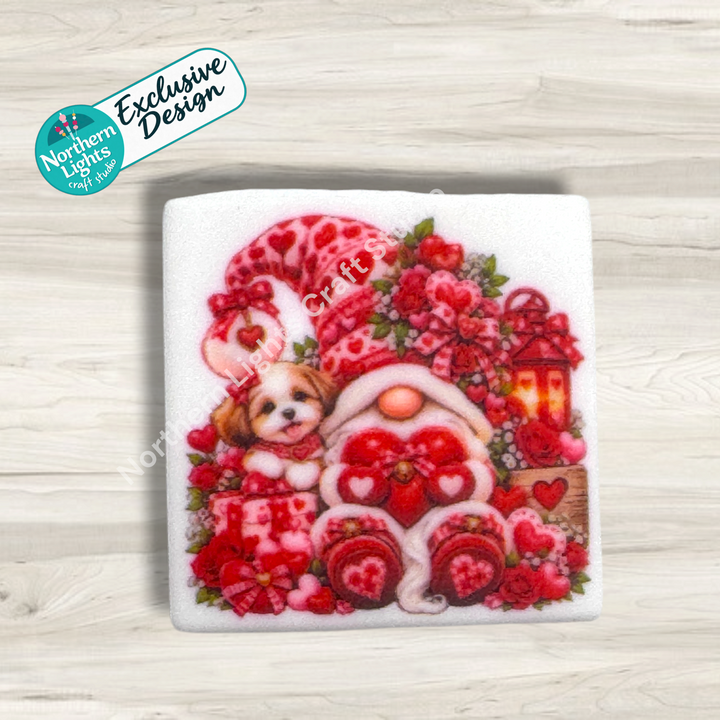 Valentine Gnome Printed Silicone Focal - Exclusive Design!