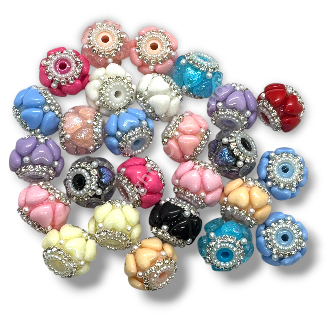 18mm Heart Charm Acrylic Bead -10pc Mix
