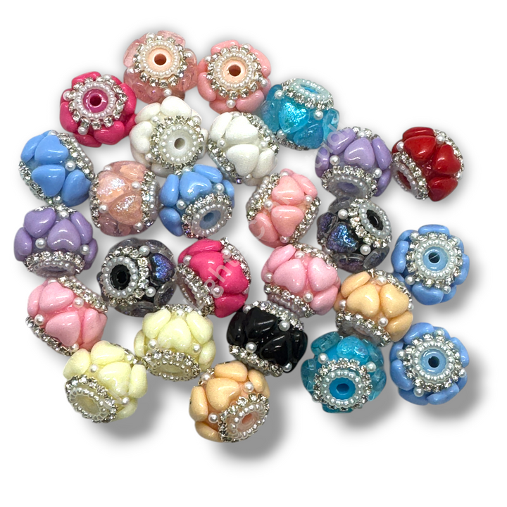 18mm Heart Charm Acrylic Bead -10pc Mix