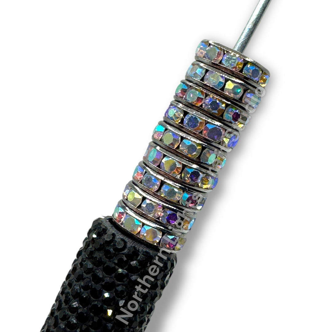 GunMetal Rhinestone 12mm Spacers -25pcs. (Clear or AB, Wavy or Round)