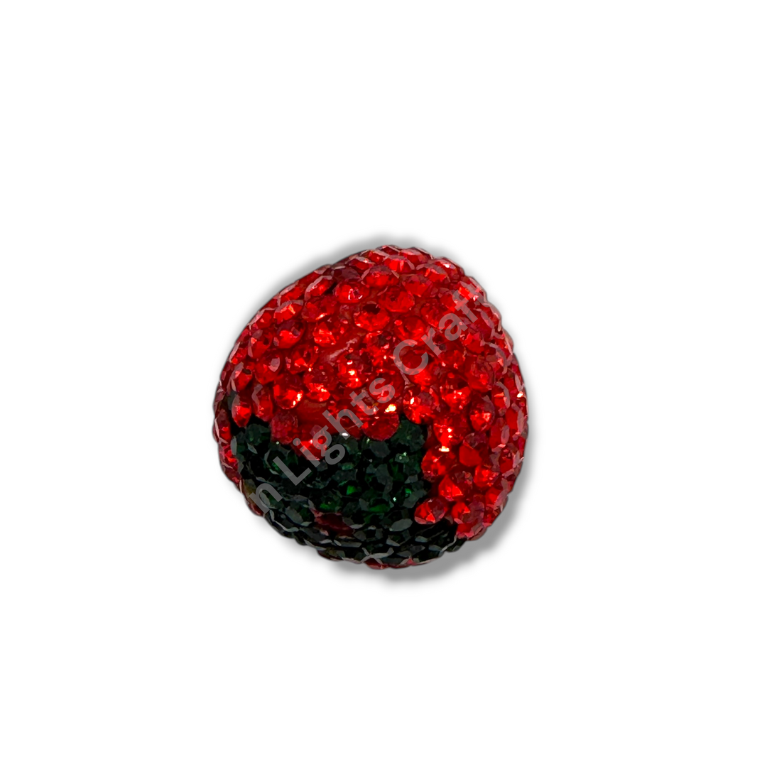 Rhinestone Strawberry Beads -Small or Large Sizes - 1pc.