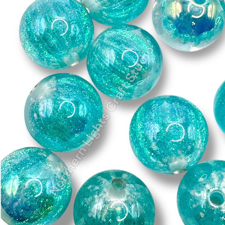 Starburst Premium Glitter Luminous 16mm Beads -10pc.