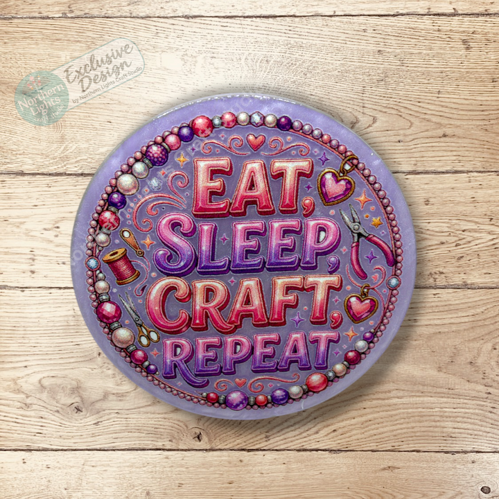 Eat Sleep Craft Repeat Flat Back Acrylic 2pc. - Design Exclusive!