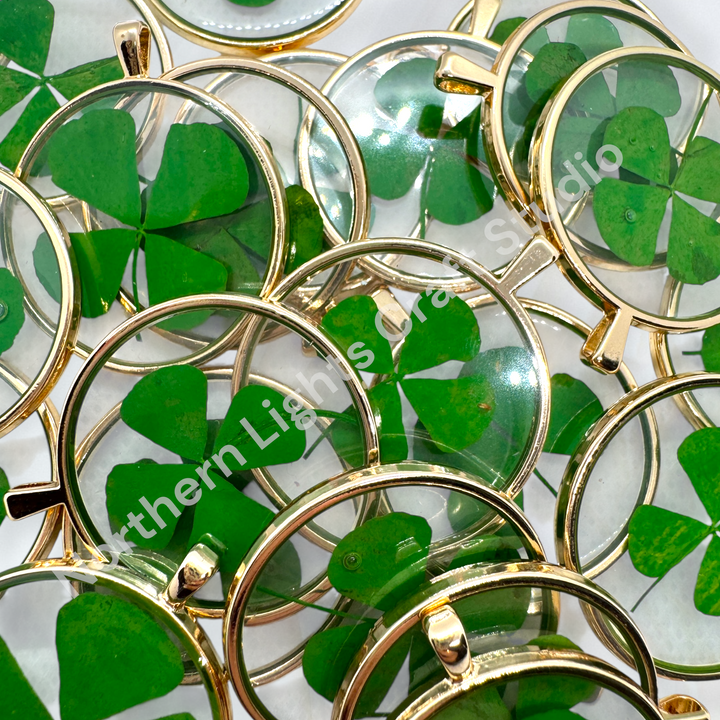 Four Leave Clover Acrylic and Glass Charm 30mm Pendant
