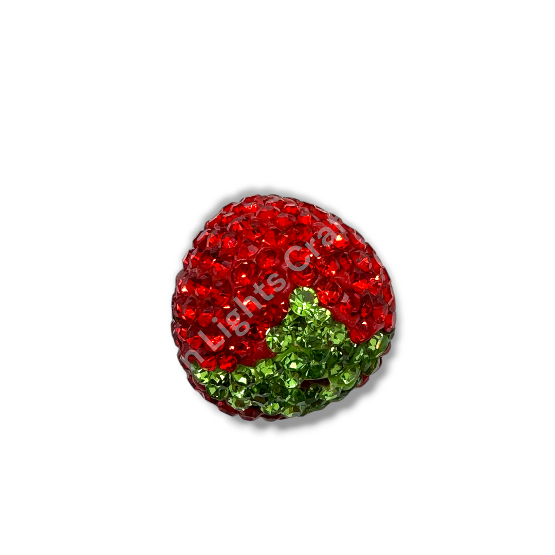 Rhinestone Strawberry Beads -Small or Large Sizes - 1pc.