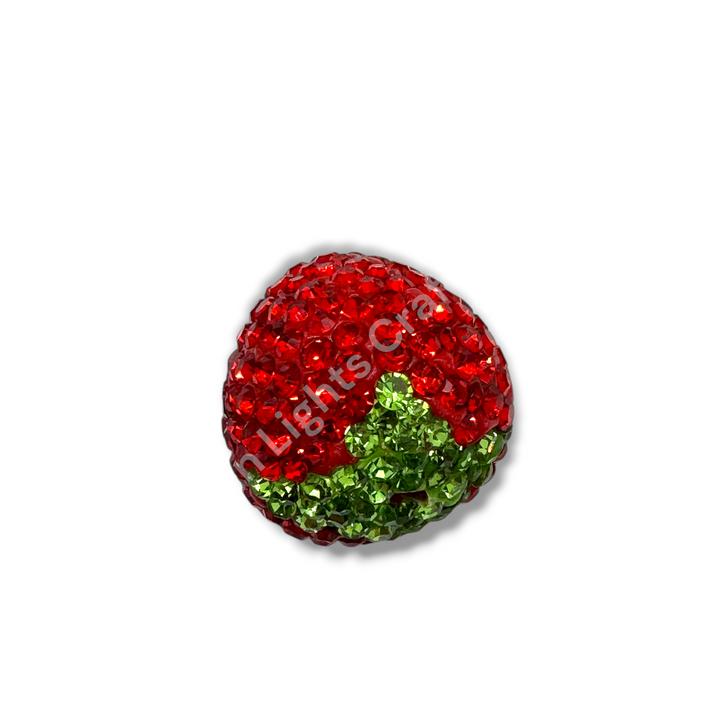 Rhinestone Strawberry Beads -Small or Large Sizes - 1pc.