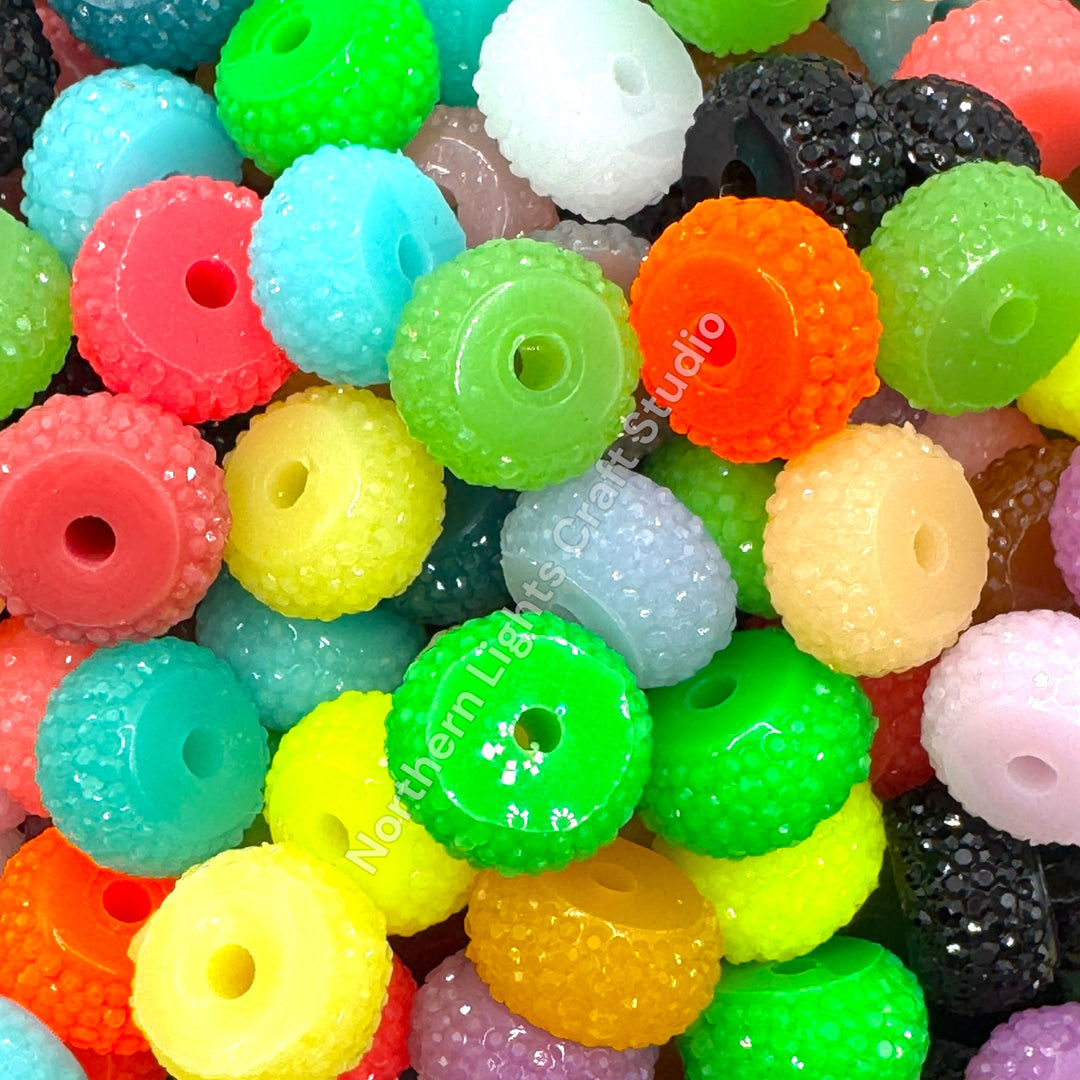 Textured Acrylic Colorful 10mm  Rondelle Spacer -25pc.