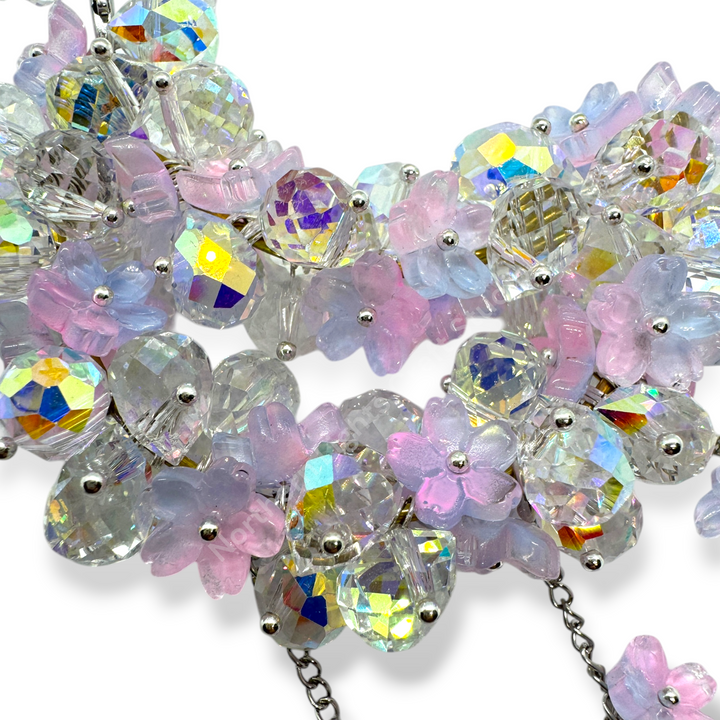 AB And Purple Pink Ombre Flower Crystal Moon Suncatcher Car Charm