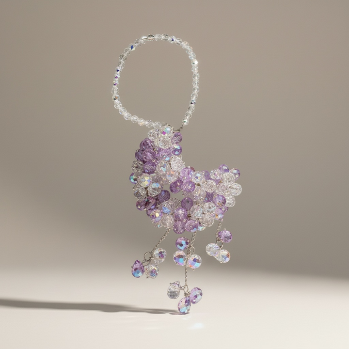Purple and AB Crystal Moon Suncatcher / Moon Car Charm
